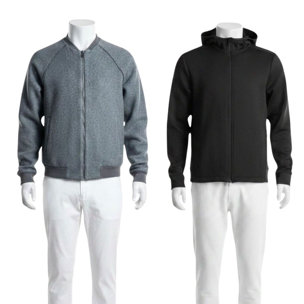 Lot of 2 Men's Medium Jackets Goodfellow Fleece Bomber & All In Motion Hoodie
